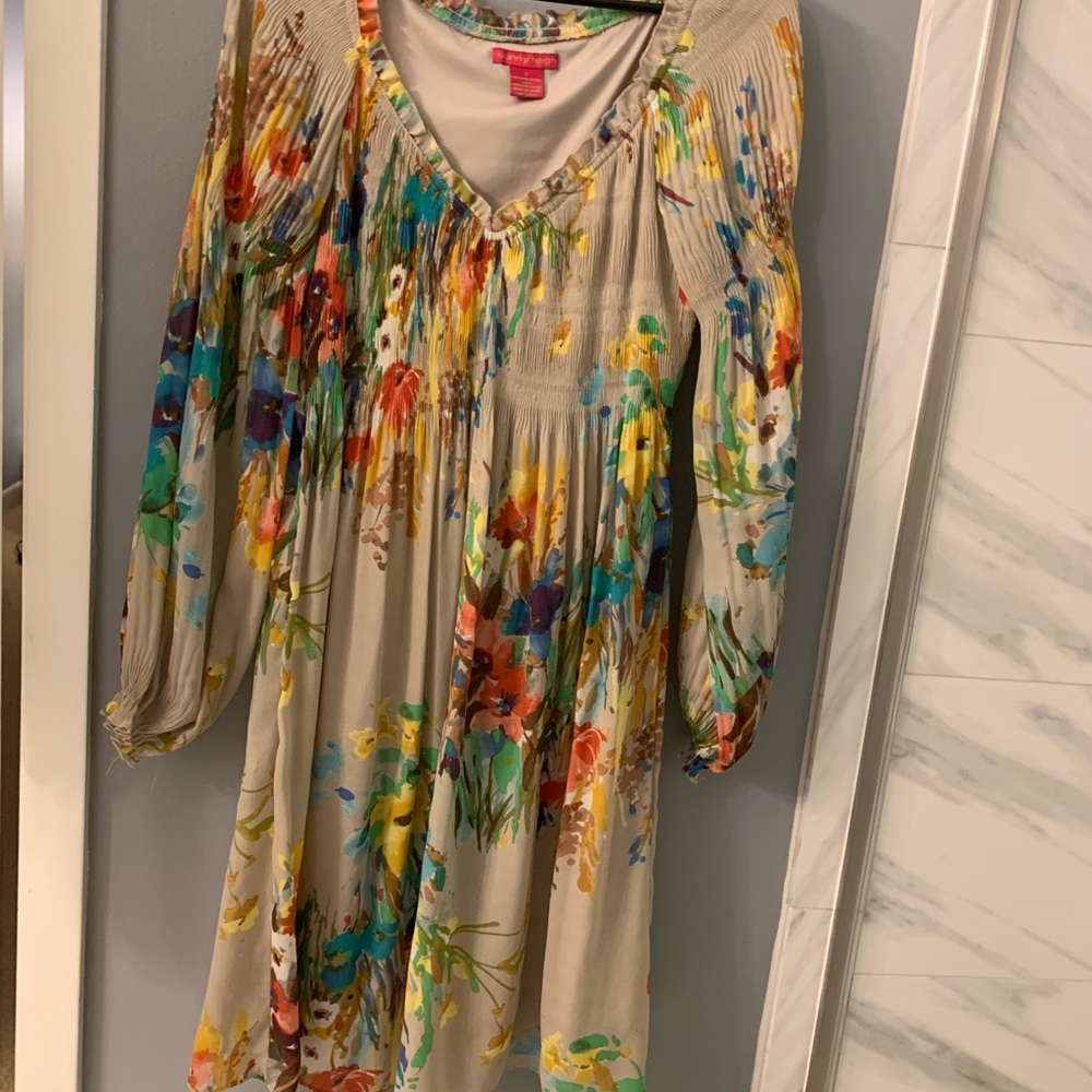 Watercolor floral knee length dress.